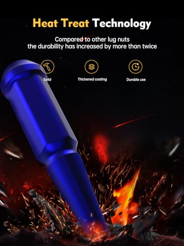 Image of MIKKUPPA M14 x 1.5 Blue Spike Lug Nuts - 24PCS Closed End Lug Nut Set, Compatible with 1999-2022 Chevrolet Silverado, 2001-2022 Chevrolet Tahoe& More，3 /4 inch Hex Spiked Lug Nut with 1 Socket Key