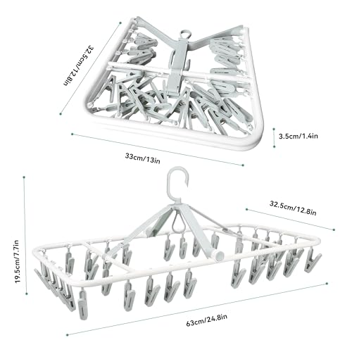 Foyer Nuage Premium-Trockenbügel aus Kunststoff, rostfreier Trockenständer für Kleidung, Socken, Dessous, Feinwäsche, Trockenbügel mit 32 Clips für Babykleidung, Handtücher