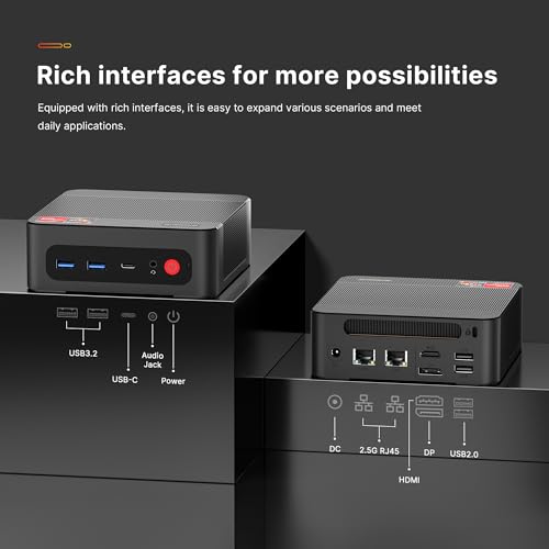 undefined BOSGAME P4 Mini PC, Mini Desktop Computer with AMD Ryzen 7 5825U (up to 4.5GHz), 32GB DDR4, 1TB PCIe SSD, Dual LAN 2.5G & Wi-Fi 6E & BT5.2, 4K Triple Display, for Home, Office, Gaming, Design の商品画像 6
