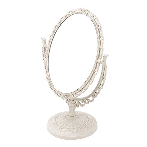 Espelho de maquiagem com ampliação dupla face e rotação de 360 graus (oval, bege) da Frcolor