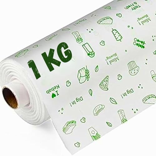 Image of 1 Kilogram Wrap Food Wrapping Roll with Sealing Sticker, Non-Sticky Butter Paper Roll for Roti Use as Parchment Paper OR Kitchen Roll Paper or roti clothes wrap(200 meter)