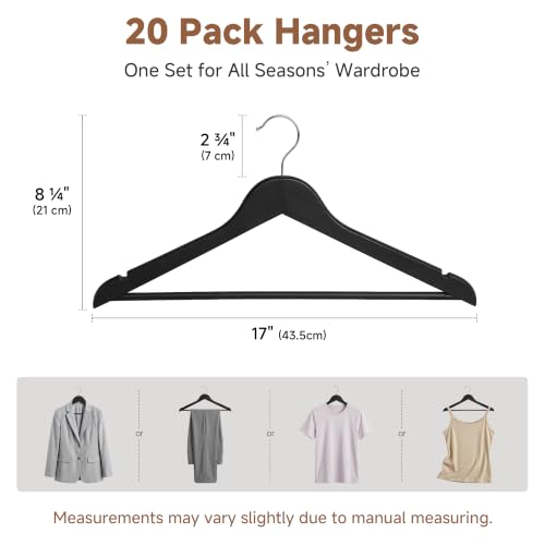 Image of StorageWorks Wooden Coat Hangers, 20 Pack Wood Clothes Hanger for Closet