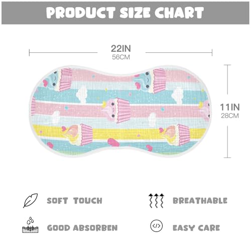 Cupcakes Spoons Cartoon Cotton Baby Muslin Burp Cloths Soft and Absorbent Feeding Cloth for Set of 2, 22x11in4