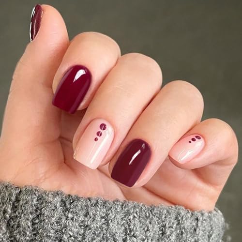 JMEOWIO Autocollant Ongles Gel UV Rouge Vin Gel Nail Art Stickers Semi-durci Stickers Ongle Deco Ongle Design Manucure