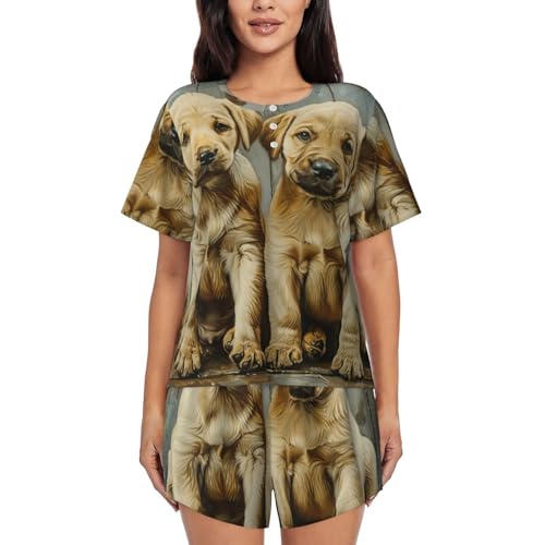 Pijama de cachorros mujer conjunto corto ligero ropa de dormir verano casual casa 1