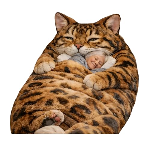 [Maplefea]寝袋 大人用【毛布寝袋・軽量700g】猫型デザイン かわいい ふわふわ 通気性 暖かい 保温機能付き 超柔軟生地 封筒型構造で収納便利 登山 車中泊 避難用 アウトドア用 キャンプ用 防寒 春用 秋用 おしゃれ 屋外用快適睡眠 オールシーズン（Amazon）