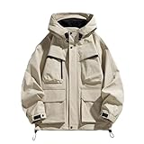 Chaqueta impermeable para parejas, resistente al viento, para exteriores, senderismo, camping, senderismo, pesca, caqui, M