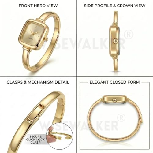 Image of WISEWALKER Women's Bangle Bracelet Watch Silver Dial Elegant Style Anlalog Ladies Wrist Watch