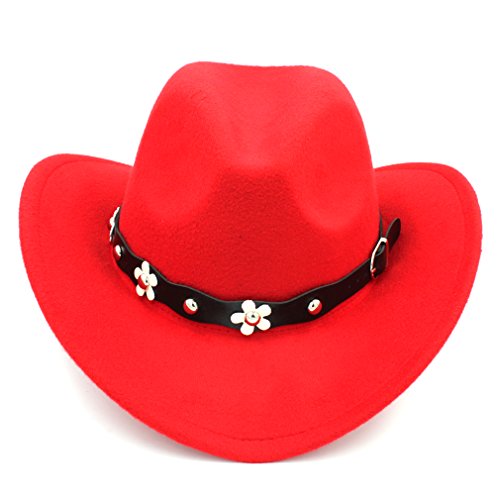 Kids Children Western Cowboy Hat Girls Cowgirl Cap w/Flower Studded Leather Belt Decorations for Halloween Birthday Party2