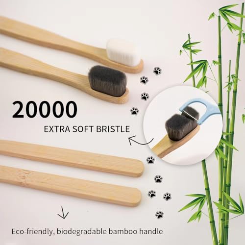 Image of DR PERFECT Dog Toothbrush, Micro Nano Ultra Soft Bristle for Sensitive Gum, Small to Large Dog Teeth Cleaning, Bamboo Toothbrush, Easy to Brush Teeth, Fresh Breath (4)