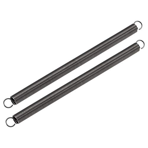 sourcing map 2 Stück Spannfeder Zugfedern, 10 mm Außendurchmesser, 1,2 mm Drahtstärke, 306 mm Verlängerte Länge, 180 mm Freie Länge, Federstahl, 3 kg Tragfähigkeit, Grau