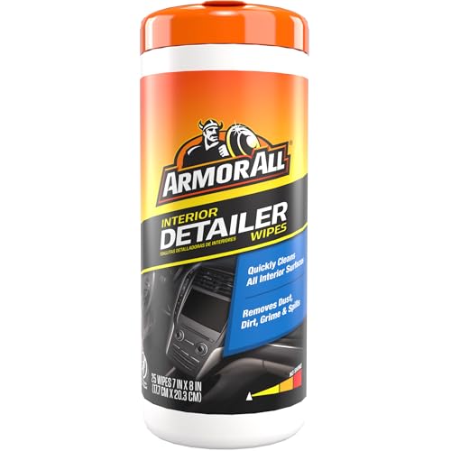 Armor All Interior Detailer Wipes, 25 Count Canister, Interior Car Cleaning Wipes Tested Safe for All Interior Surfaces, Including Glass and Tech Screens