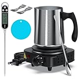 Ohcans Kit de fabricación de velas con placa caliente electrónica, kit de fabricación de velas para adultos, suministros de fabricación de velas de iniciación de bricolaje, con olla de vertido de