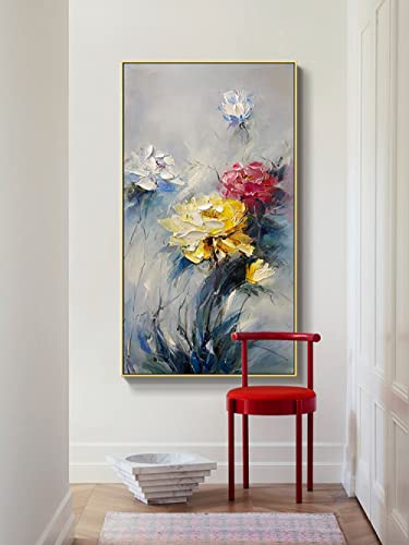 Peinture pivoine 3D faite main pour créer un salon chaleureux et poétique