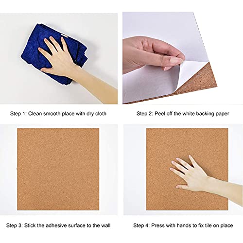 6 Pack Cork Bulletin Board,1/2" Thick Cork Boards Frameless Cork Tiles,Self-Adhesive Corkboards Wall Decor Cork Board Tiles with 50 PCS Pushpins for Office, School and Home(17 x 8  image 6