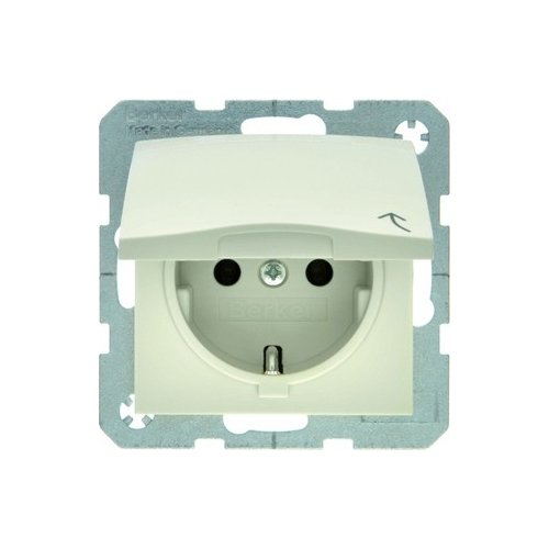 Enchufe Schuko Berker blanco brillante modelo 47518982 para mecanismos de empotrar