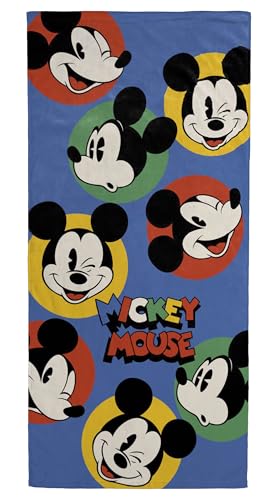 Jay Franco Kids Beach Towel - 100% Cotton Super Soft Absorbent Bath Towel 28 x 58 Inch Lightweight for Travel Official Licensed Product Blue - Mickey Mouse