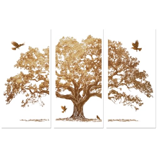 Peacoblue Rub on Transfer Decal Sticker for Furniture Craft Decor 15x30cm Gold Foil Tree with Scraper