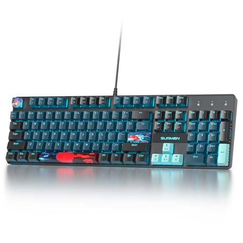 Image of Full Size Mechanical Keyboard, Creamy Keyboard with Number Pad, 104 Keys Wired Gaming Keyboard with Red Switch, RGB Backlit for PC Laptop