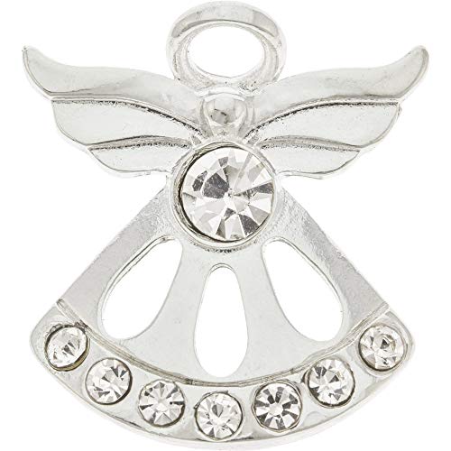 April Diamond Birthstone Angel Pin Fancy Angel, Silver with 8 Crystals
