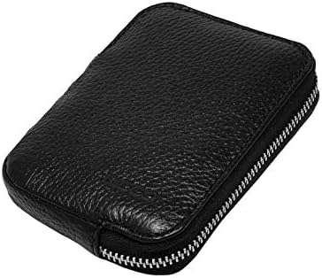 Ricco RFID Blocking Small Leather Card Holder Zipper Pocket Purse Billfold Wallet S10 Black