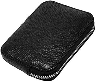 Ricco RFID Blocking Small Leather Card Holder Zipper Pocket Purse Billfold Wallet S10 Black
