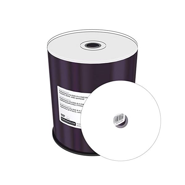 MediaRange Line DVD-R 4.7Gb|120Min 16-fache Schreibgeschwindigkeit, vollflächig bedruckbar (Tintenstrahldrucker), Proselect Weiß, voll Metallisiert, 100er Cakebox, MRPL601-C – Bild 3