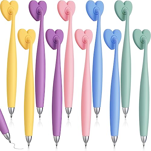 Harloon 10 Pcs Magnetic Pen Magnet Wiggle Pen for Fridge Magnetic Surfaces Funny Wiggle Pen Ballpoint Pens Multifunctional Creative Fridge Black Ink Pens for Writing Lists Gifts Office (Pastel)