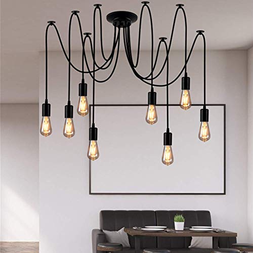 Preisvergleich Produktbild Spinne Kronleuchter DIY Deckenleuchte Lampe Kopf Deckenleuchte Halter Retro Industry Ceiling Light Speisesaal Schlafzimmer Wohnzimmer Esszimmer Hotel Dekoration (8 Kopf)