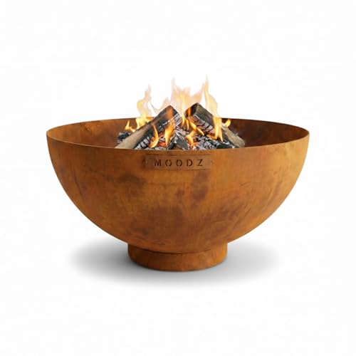 MOODZ Feuerstelle Dome – Hochwertige Feuerschale 80 cm aus 3mm Cortenstahl – Robuste Gartenfeuerstelle für Draußen – Witterungsbeständig & Langlebig – Design Outdoor Feuerkorb