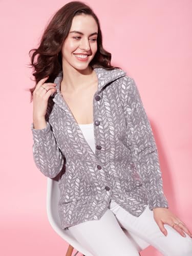 Image of Modeve Women Printed Full Sleeve Jacket for Winter