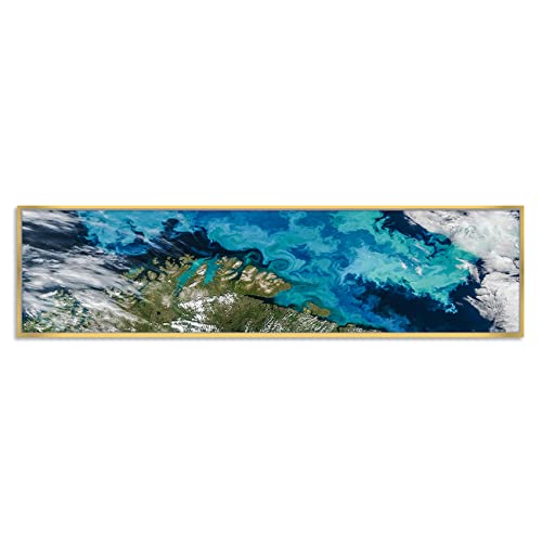 Image of PAINTINGMANTRA Topography Blue Large Canvas Painting Framed Panel Wall Painting, Framed Luxury Paintings for Home Decoration, Living room, Bedroom and Office Decor (White, 13x47 Inch)