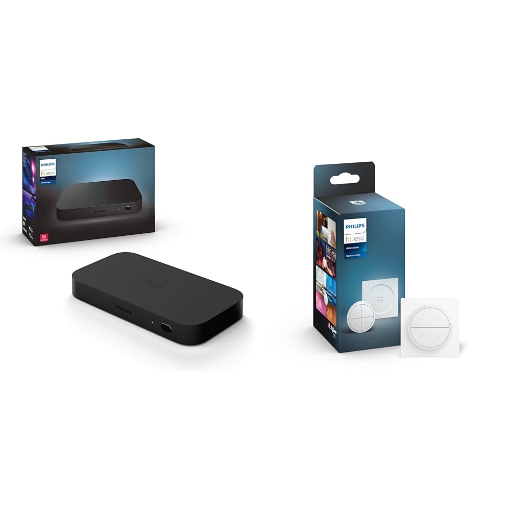 Philips Hue Philips Hue Play HDMI Sync Box, Surround Lighting for TV Entertainment & Gaming & Tap Dial Switch [White] Easy Smart Lighting Control. Indoor Home Lighting Automation