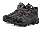 Merrell Moab 3 Mid GTX, Botas de senderismo Hombre...: Membrana impermeable GORE-TEX, transpirabilidad excepcional y rendimiento impermeable Parte superior de piel de cerdo y malla Cordones 100% reciclados, cincha y forro de malla La lengüeta de fuelle mantiene fuera los desechos Puntera protectora y sue...