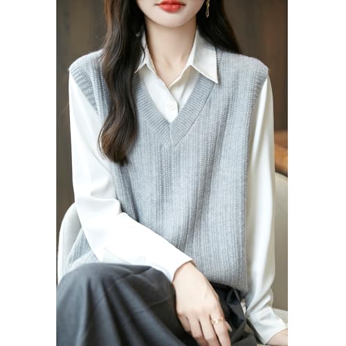 Image of Blostirno Women's Sweater Vest V Neck Sleeveless Solid Trendy Ribbed Knit Pullover Sweaters Crochet Flower Tank Tops