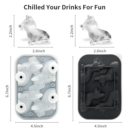 Molde para cubitos de hielo Corgi 3D de silicona con tapa miniatura 3