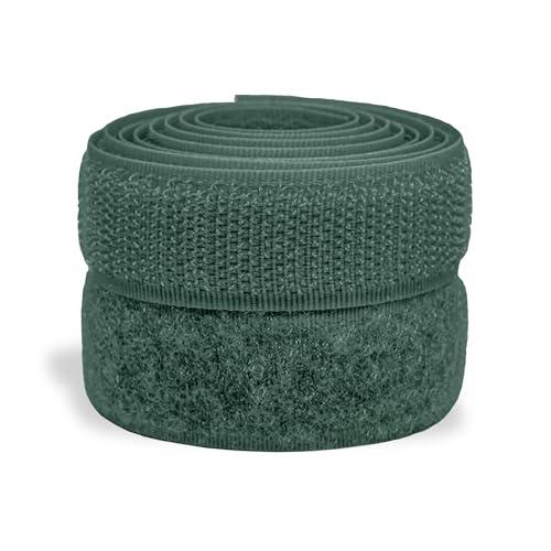 3/4 inch Kelly Green Sew on Hook and Loop Tape Non-Adhesive 1 Yd Thin Nylon Heavy Duty Strips Sewing Fastening Fabric Fastener Interlocking Set for Military Form Bags Clothes Shoes Backpacks DIY Craft