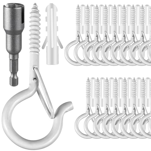 Image of FSAH 24 PCS Q-Hanger Hooks with Safety Buckle, Windproof Screw Hooks