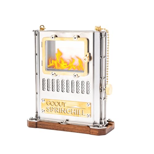 Springhill アイロンストーブ オイルランタン ミニストーブ コンパクト ソロキャンプ 小型 304ステンレス&真鍮製 シルバー アウトドア 暖房 照明 防災兼用