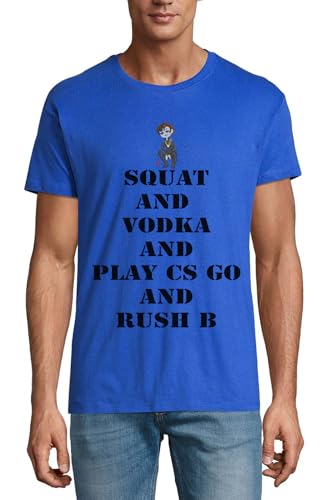 T-shirt Squat and Vodka en coton bleu royal, le cadeau idéal homme