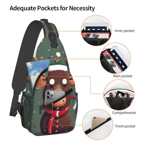 Mochila Bandolera con Estampado de Alce Navideño Unisex miniatura 4