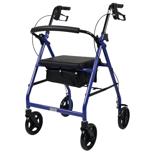 Humber Mobility Hmc Rollator Lightweight Aluminium Rollator Walker – Foldable Walking Aid With Padded Seat & Backrest, Adjustable Handles, Swivel Wheels, Storage Bag – Indoor/Outdoor Use (Blue) - 2