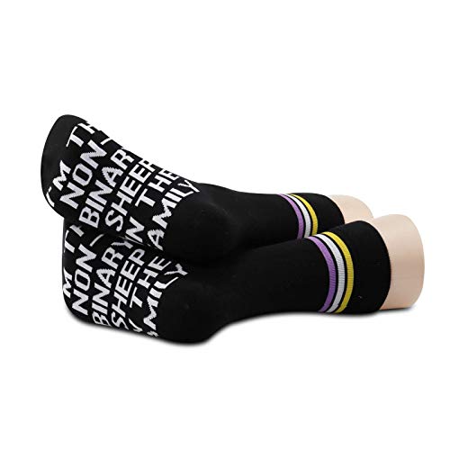 JXGZSO 2 Pairs Non Binary Pride Flag Socks Non Binary Gifts LGBT Nonbinary Gift Pride Queer Non-Binary Gift4