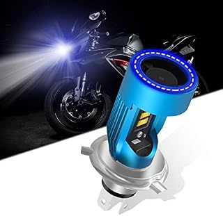KaiDengZhe H4 HS1 LED Motorcycle Headlight Bulb with Blue Angel Eye 9003 HS1 High/Low LED Headlamp 12V 2600LM Replacement of H4 Halogen Lamp White 6000K