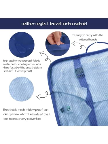 Image of 7 Pcs Packing Cubes for Travel Travel Organizer Bags for Luggage and Clothes Space Savers Bags Suitcase with Cubes Clothes Storage Bag and Luggage Packing Organizers-Blue