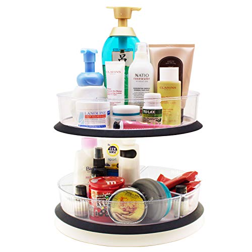 sun gurg Non-Skid Pantry Cabinet Organizer Lazy Susan Turntable Rotating Spice Rack Spinning Pantry, Kitchen, Countertop, Vanity Display Stand (Flexible 2 Tiers)