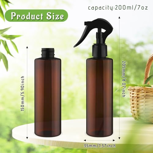 6-Pack 200ml Brown PET Plastic Spray Bottles with Black PP Head Empty Fine Mist Liquid Sprayer Multi-Purpose Atomizer Dispenser for Home,Garden and Beauty2