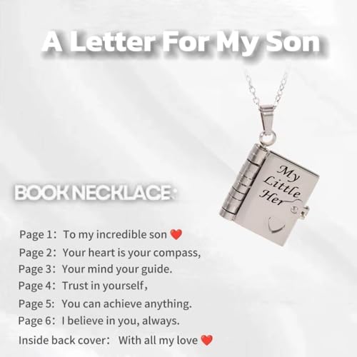 My Little Star Book Necklace, My Incredible Daughter Book Necklace for Daughter, Openable with 6 Pages of Engraved Information, Openable Pendant Adjustable Birthday Day Graduation Gift4