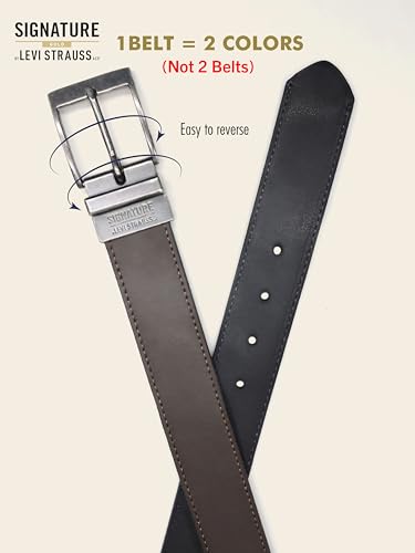 Image of Levi Strauss Signature - Premium Leather Reversible Belt for Men for Jeans, Work, Dress & Casual pants | Cinturon Para Hombre