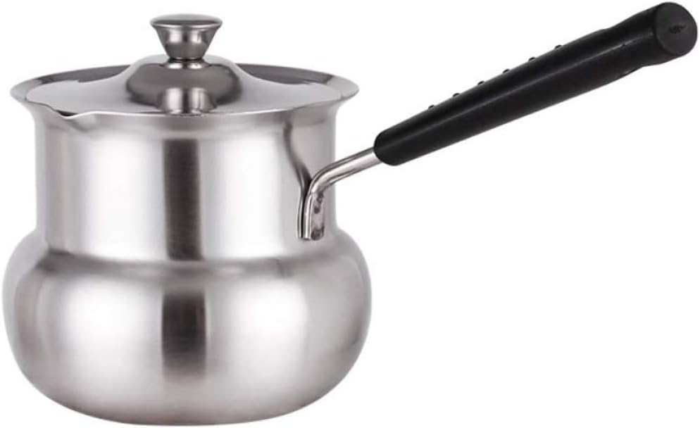 Milk Pot,Turkish Coffee Maker Stainless Steel Butter Melting Mini Pots with Lid,Single Handle Small Soup Pot, Non-Stick Food Supplement Mini Noodle Pot-600ml